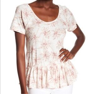 Lucky Brand Peplum Flare Tee Shirt Top